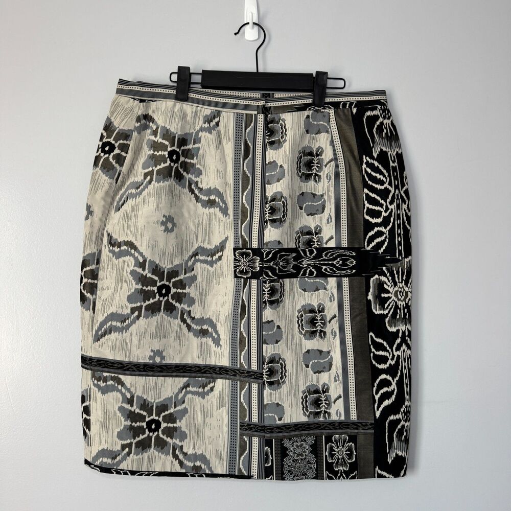 Yeohlee New York Cream And Black Floral Patchwork Skirt Sz 16 Chic Patchwork